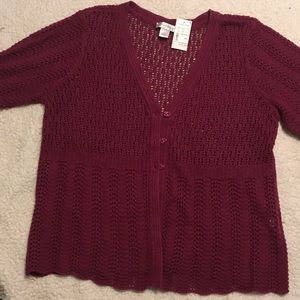 Short sleeve red cardigan